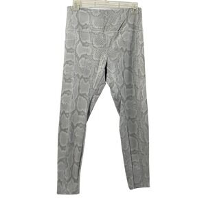 Joysupn Leggings Womens Medium Gray Snake Print Pocket Activewear Workout